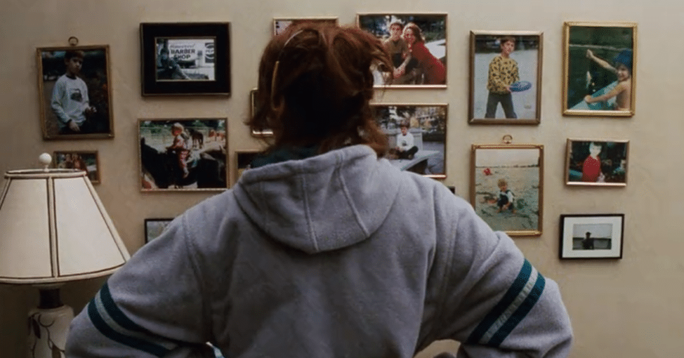 Photo collage on the wall in the move The Sixth Sense