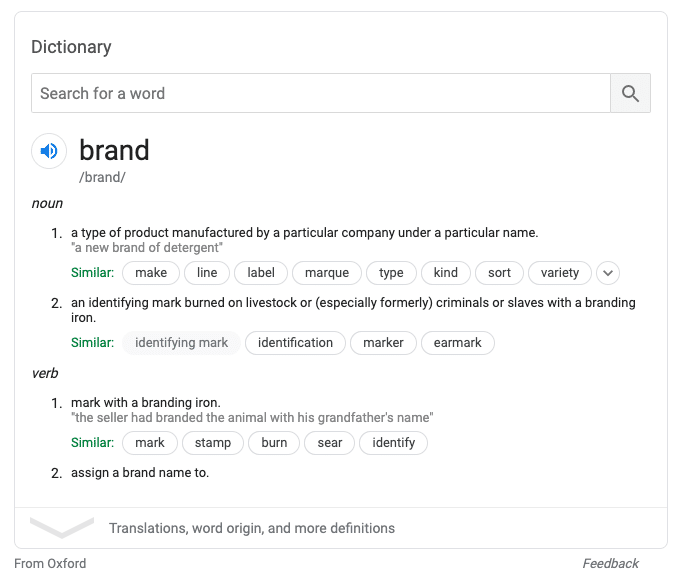 the definition of brand from the Oxford Dictionary