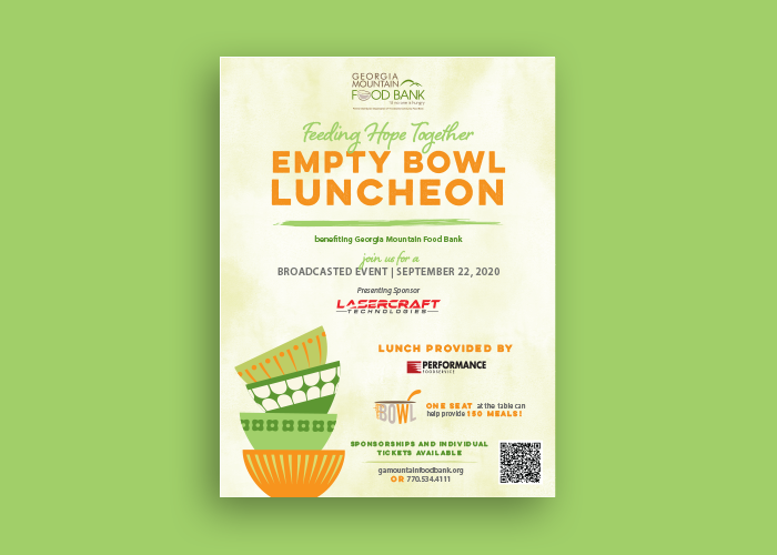 Flyer designed for the Georgia Mountain Food Bank Empty Bowl campaign
