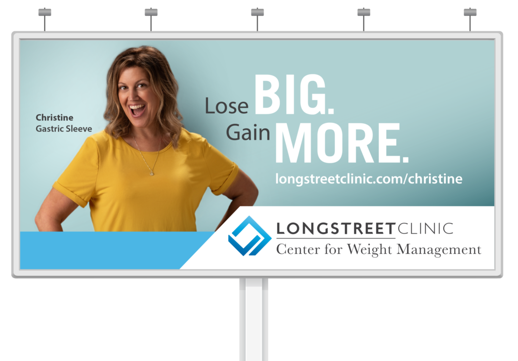 Longstreet Clinic Bariatrics campaign on a billboard mockup.