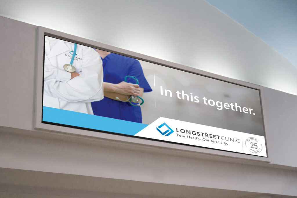 Internal digital billboard for Longstreet Clinic public relations.