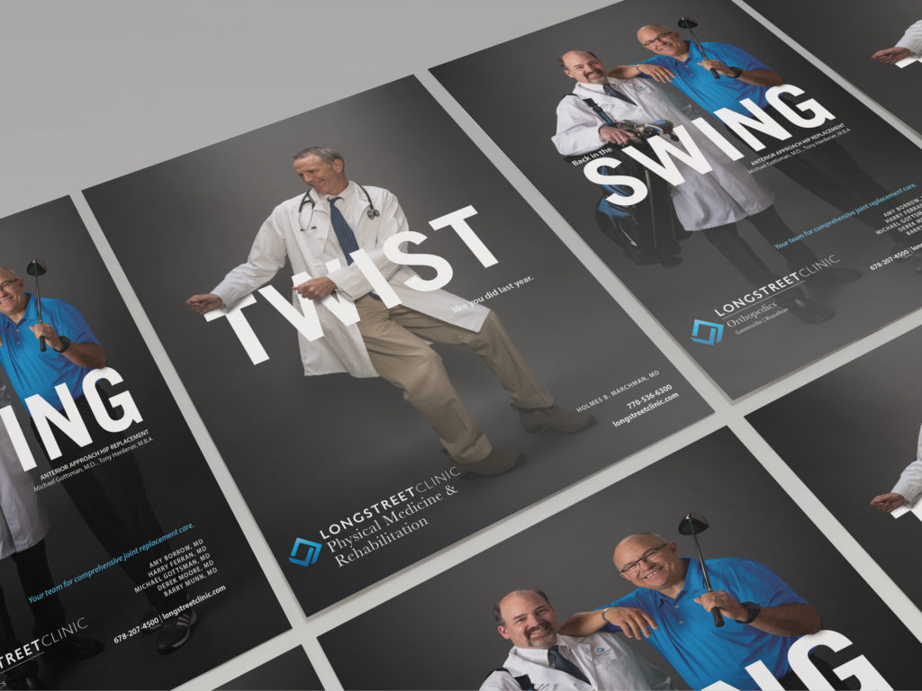 Longstreet Clinic orthopedics campaign poster mockups