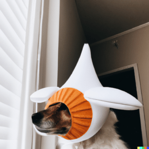 dall-e dog wearing a spinny hat